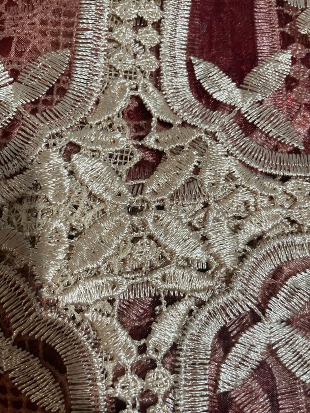 Elegant Floral Lace Tablecloth 60"x90" Rectangular With Intricate Embroidery - Picture 7 of 10